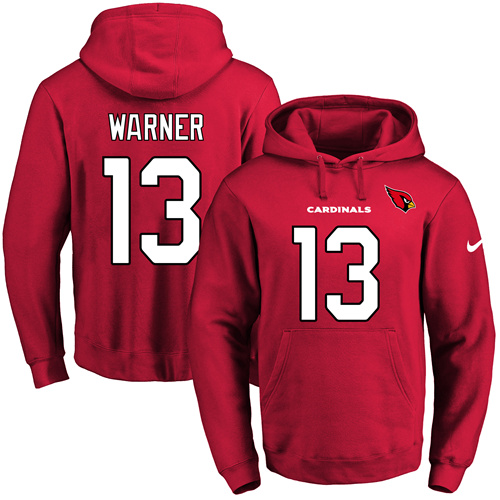 Nike Cardinals #13 Kurt Warner Red Name & Number Pullover NFL Hoodie